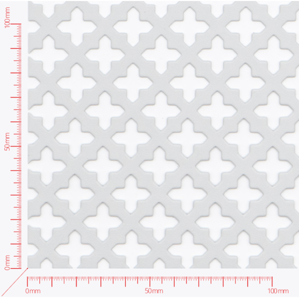 Lochblech, Kreuzlöcher dekorativ, Kreuzchen scharf versetzt 12x12mm, Abstand 23mm Lochblech, Kreuzlöcher dekorativ, Kreuzchen scharf versetzt 12x12mm, Abstand 23mm