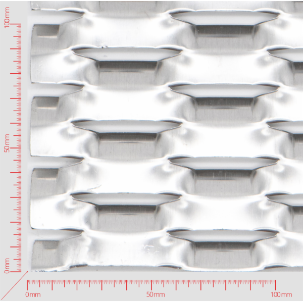 FLOW Streckmetall, Masche sechskant, Länge 80mm, Breite 30mm, Brücke 13mm FLOW Streckmetall, Masche sechskant, Länge 80mm, Breite 30mm, Brücke 13mm