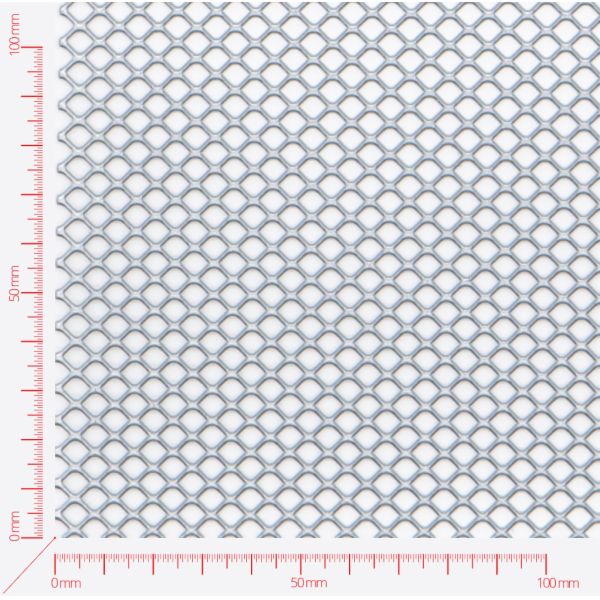 Streckmetall, Masche Vierecklöcher gewalzt, Länge 8mm, Breite 7mm, Brücke 1mm Streckmetall, Masche Vierecklöcher gewalzt, Länge 8mm, Breite 7mm, Brücke 1mm