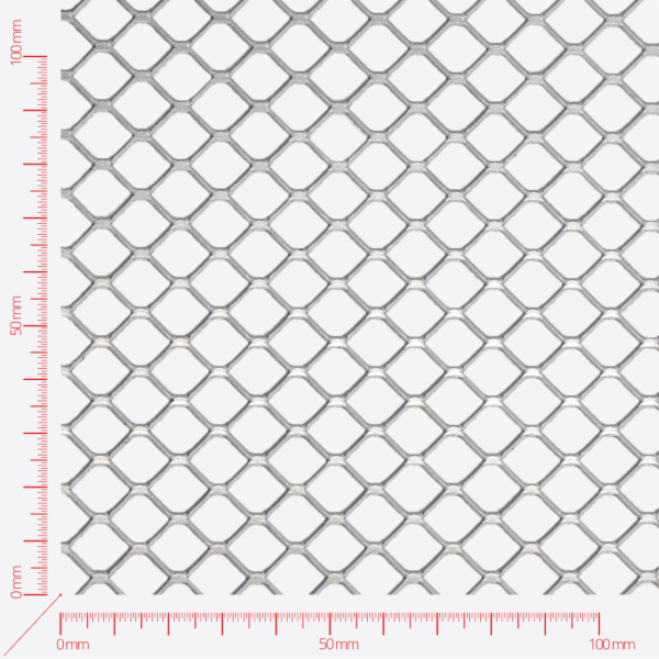Streckmetall, Masche Vierecklöcher gewalzt, Länge 14mm, Breite 11,4mm, Brücke 1mm Streckmetall, Masche Vierecklöcher gewalzt, Länge 14mm, Breite 11,4mm, Brücke 1mm