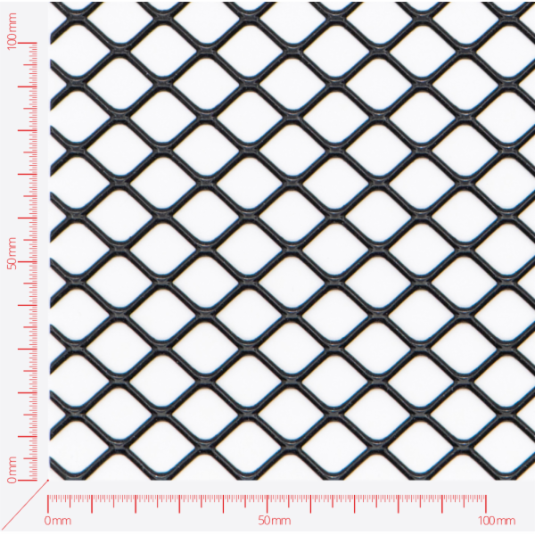 Streckmetall, Masche Vierecklöcher gewalzt, Länge 20mm, Breite 15mm, Brücke 1,7mm Streckmetall, Masche Vierecklöcher gewalzt, Länge 20mm, Breite 15mm, Brücke 1,7mm