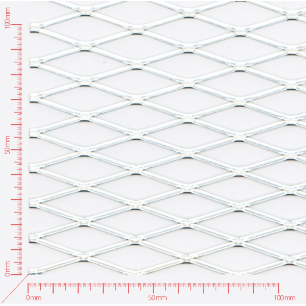 Streckmetall, Masche rautenlöcher gewalzt, Länge 42mm, Breite 12mm, Brücke 2mm Streckmetall, Masche rautenlöcher gewalzt, Länge 42mm, Breite 12mm, Brücke 2mm