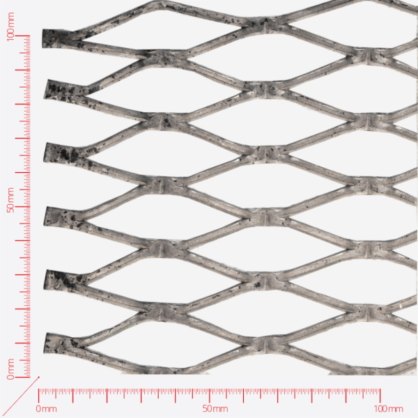 Streckmetall, Masche rautenlöcher gewalzt, Länge 62,5mm, Breite 20mm, Brücke 3mm Streckmetall, Masche rautenlöcher gewalzt, Länge 62,5mm, Breite 20mm, Brücke 3mm