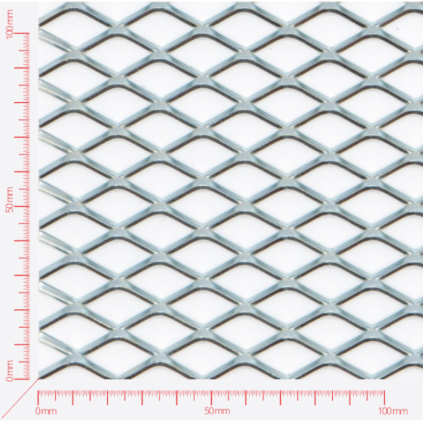 Streckmetall, Masche Vierecklöcher, Länge 25mm, Breite 15mm, Brücke 2,5mm Streckmetall, Masche Vierecklöcher, Länge 25mm, Breite 15mm, Brücke 2,5mm