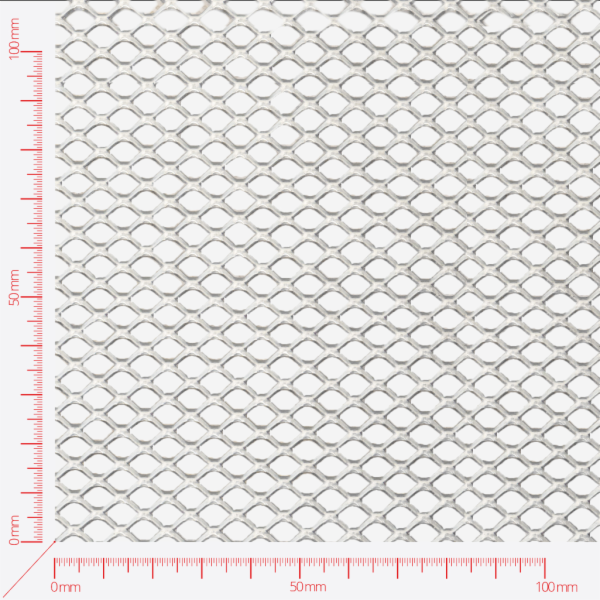 Streckmetall, Masche Vierecklöcher gewalzt, Länge 10mm, Breite 7,5mm, Brücke 1,3mm Streckmetall, Masche Vierecklöcher gewalzt, Länge 10mm, Breite 7,5mm, Brücke 1,3mm