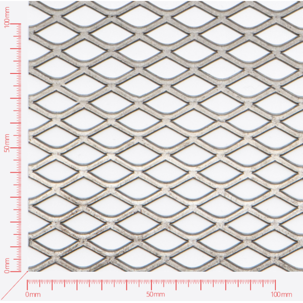 Streckmetall, Rautenlöcher gewalzt, Länge 22mm, Breite 13mm, Brücke 2mm Streckmetall, Rautenlöcher gewalzt, Länge 22mm, Breite 13mm, Brücke 2mm