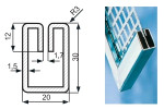 Einfassprofil E-1,7 aus Aluminium ENAW1050H24 - Spaltbreite 1,7mm -  1,5x20x30x3000mm